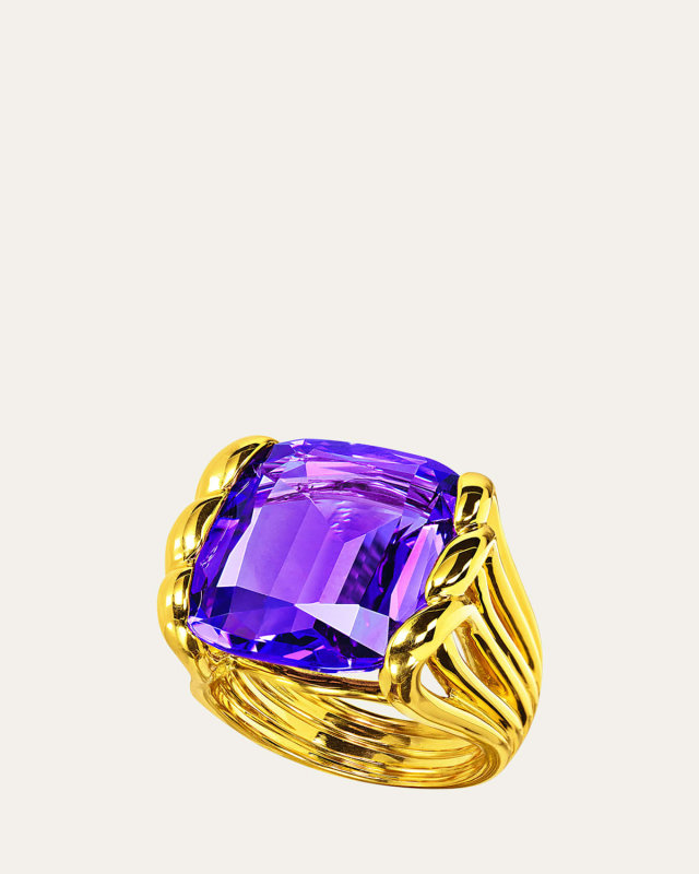18K Yellow Gold Amethyst Whisk Ring